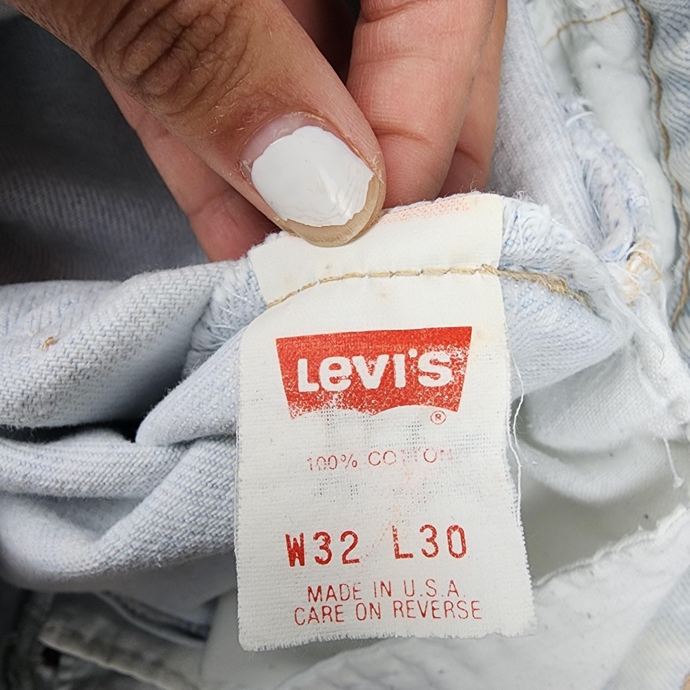 Vintage Levis 505 Jeans Men 32x30 (30x29) Light Wash Blue Straight Denim USA 90s - Picture 8 of 15